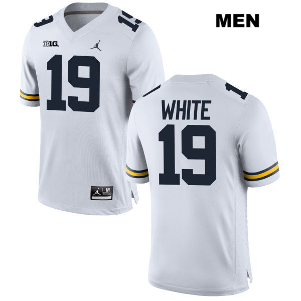 Men's NCAA Michigan Wolverines Brendan White #19 White Jordan Brand Authentic Stitched Football College Jersey WD25Z62LJ